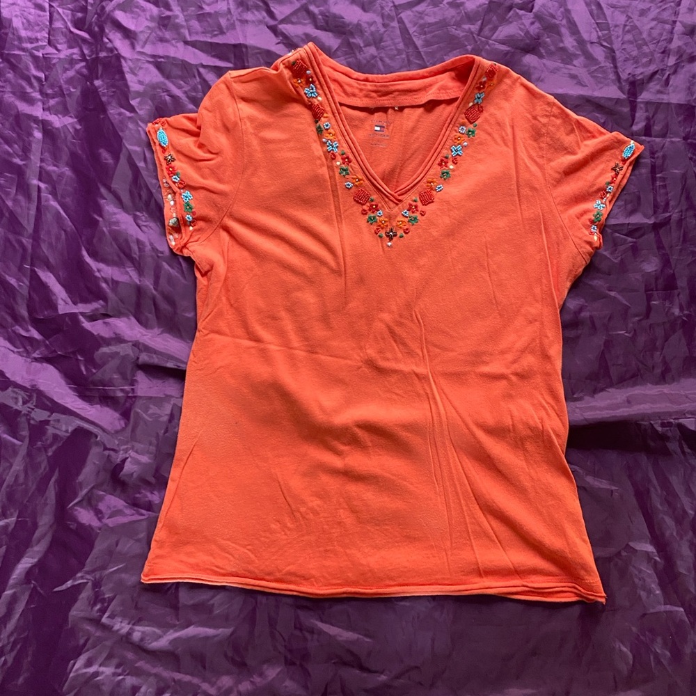 Tommy Hilfiger orange Embroidered Blouse